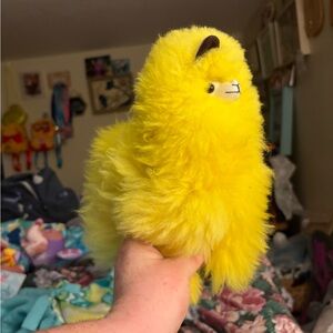 Real alpaca fur bright yellow alpaca stuffed animal